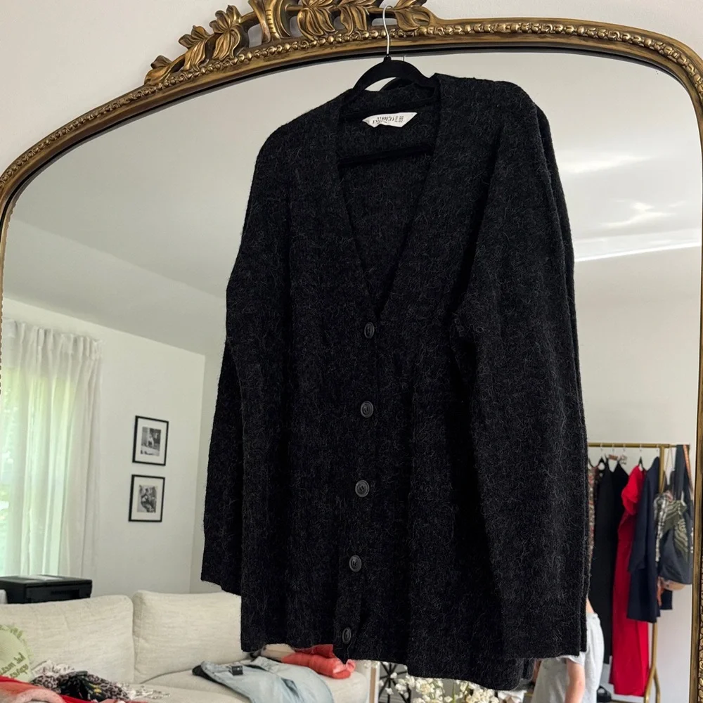 Cozy Black Button-Up Cardigan Grandpa sweater Ulla Popken